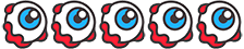 A graphic image of 5 cartoon eyeballs to indicate a 5 star rating